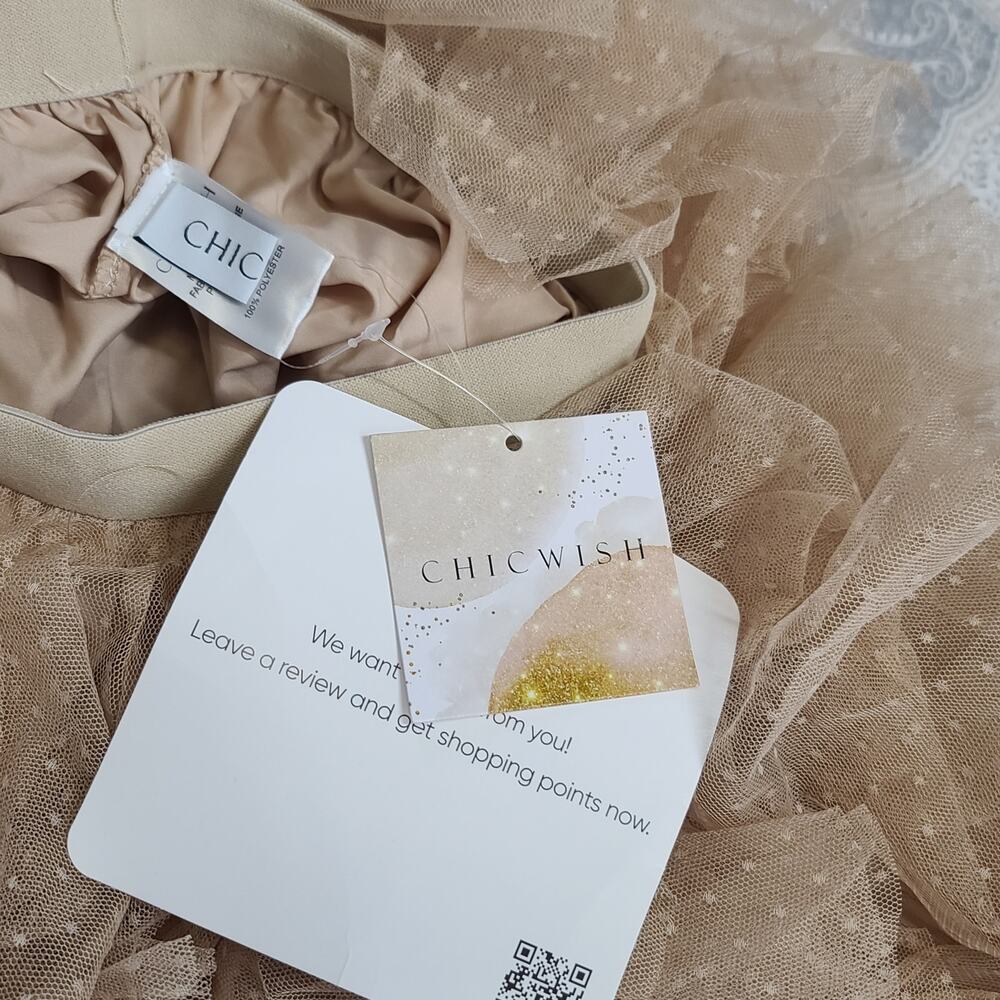 Chic Wish Dots full ruffled tulle skirt Light tan women's beige Fairy Whimsy - Picture 11 of 11